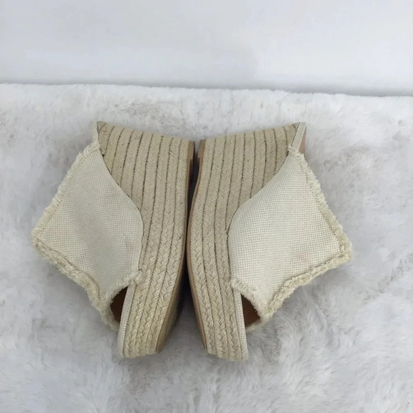 Oasis Society Espadrille Wedge Canvas Slid-On Platform Sandal Raw Hem Size 7.5 - Picture 6 of 10